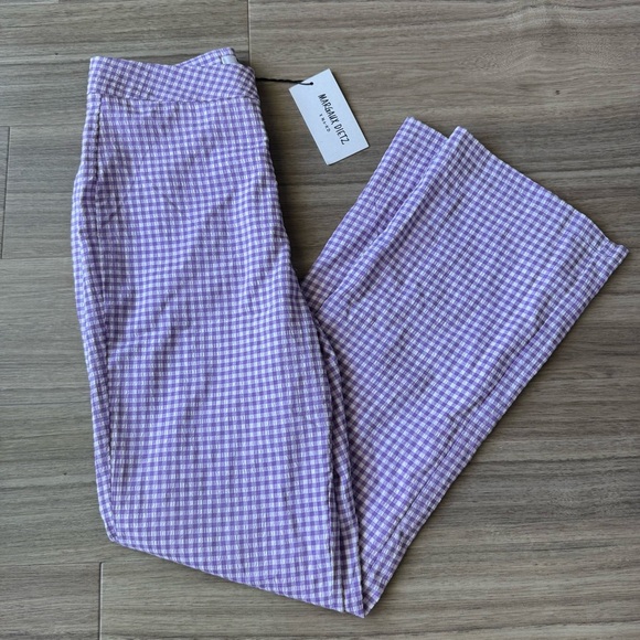 NWT Margaux Dietz Lilac Purple White Checked Culotte Trousers - Picture 4 of 8